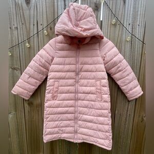 Long hooded puffer coat